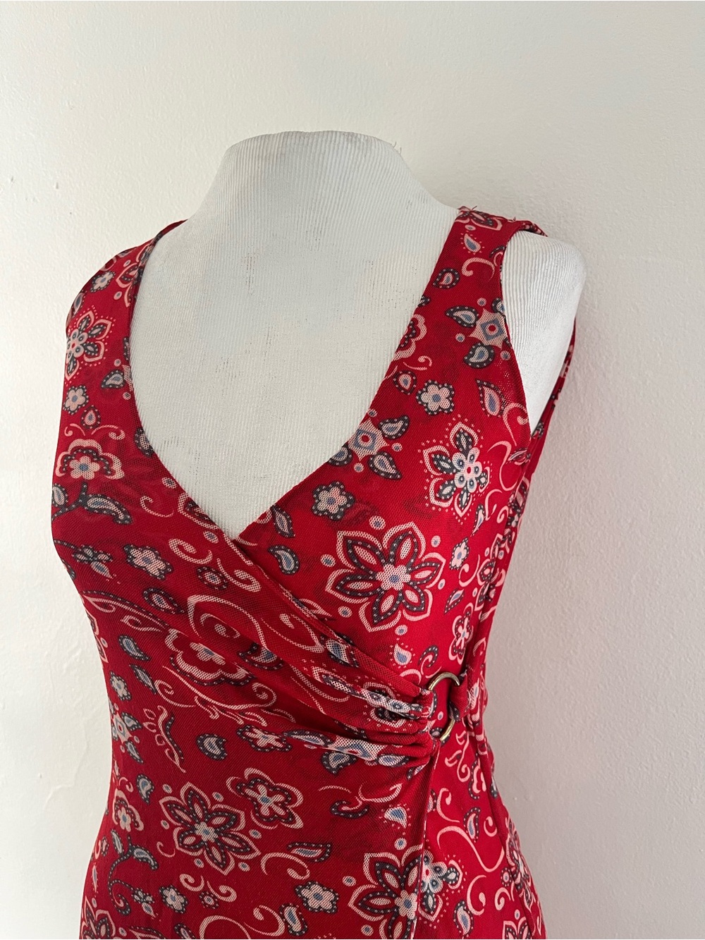 Arden B Red Floral Wrap Mini Dress